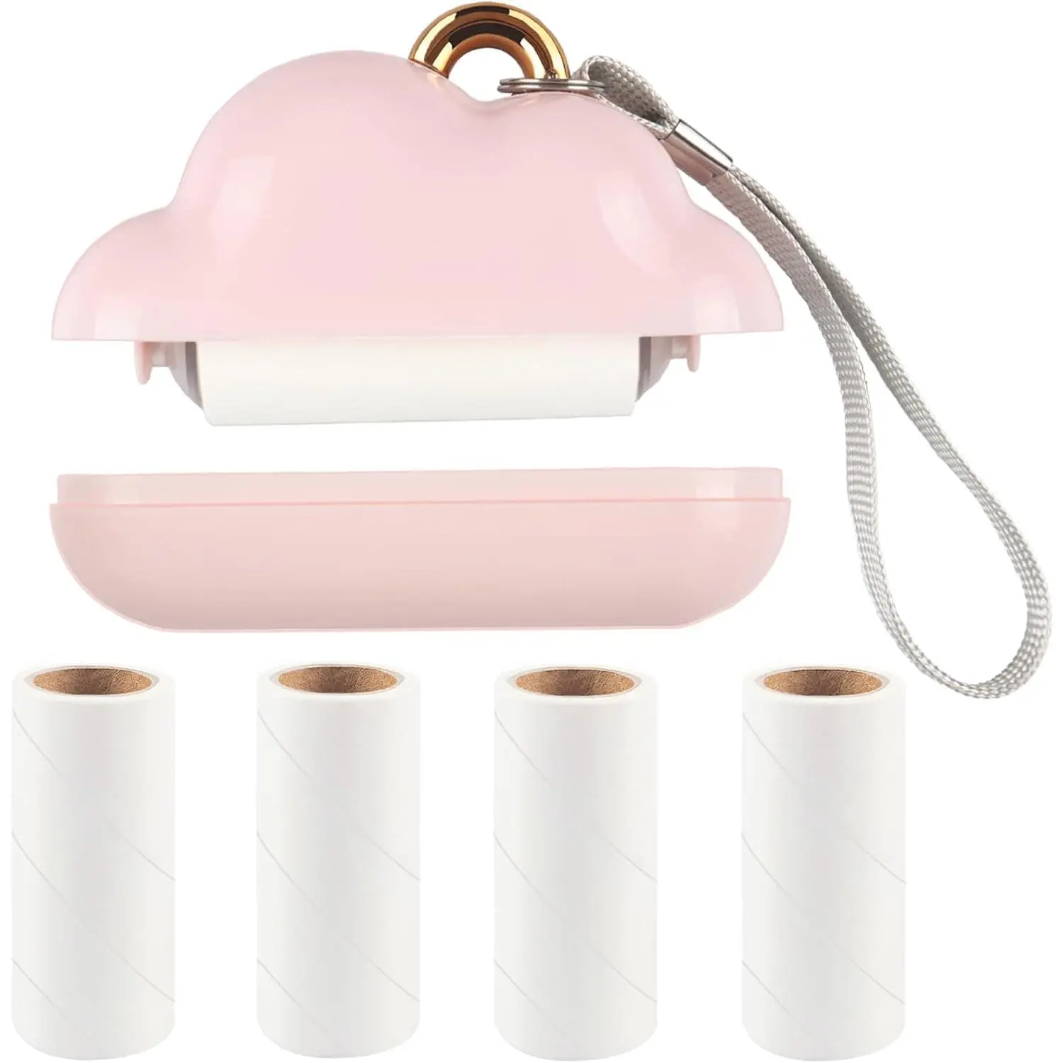 Mini Lint Roller Travel Size,  Lint Roller for Travel,  Remover Portable Lint Roller for Clothes with 150 Sheets Refillable (Pink)