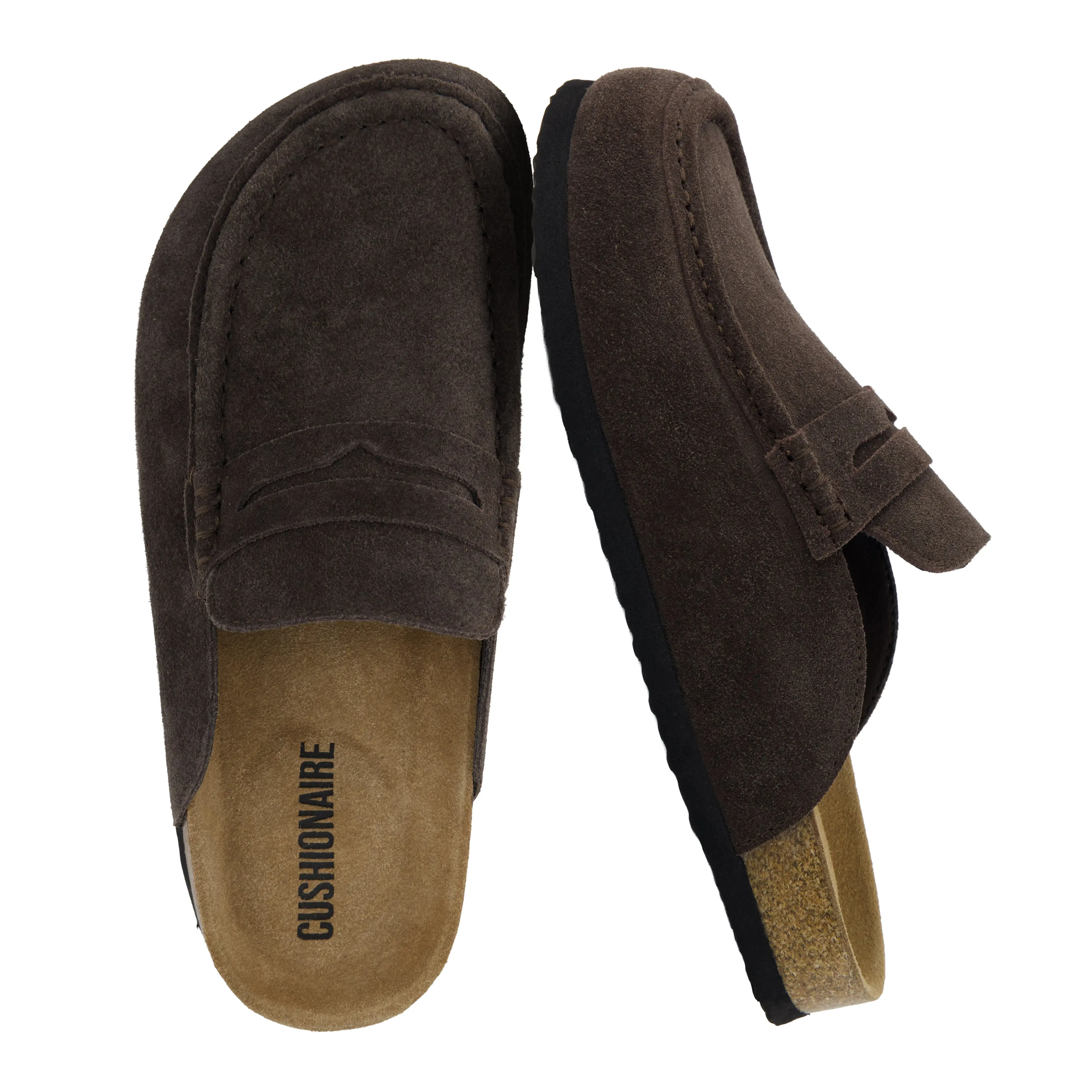 Cushionaire Fondu Genuine Leather Mule Clogs For Women | Slip On Clogs With Penny Strap Accent | Classic Leather Mule Design For Everyday Outfits