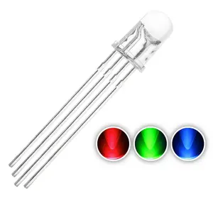 5mm Common Anode Clear RGB LED - 4-Pin Tri-Color Red Green Blue LED Diodes (5/10/25 Pieces)