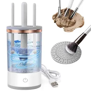 Electric Makeup Brush Cleaner Machine with Cleaning Pad, Desktop Storage Box, All Makeup Brushes Clean Tool, Christmas Halloween Gift Cosmetic Cleansing