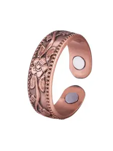 Hot Selling Luxurious Fashion Copper Plum Blossom Four Magnet Magnetic Therapy Ring, Couple Finger Ring, Elegant Exaggerated Ring, Adjustable Rings, in Stock