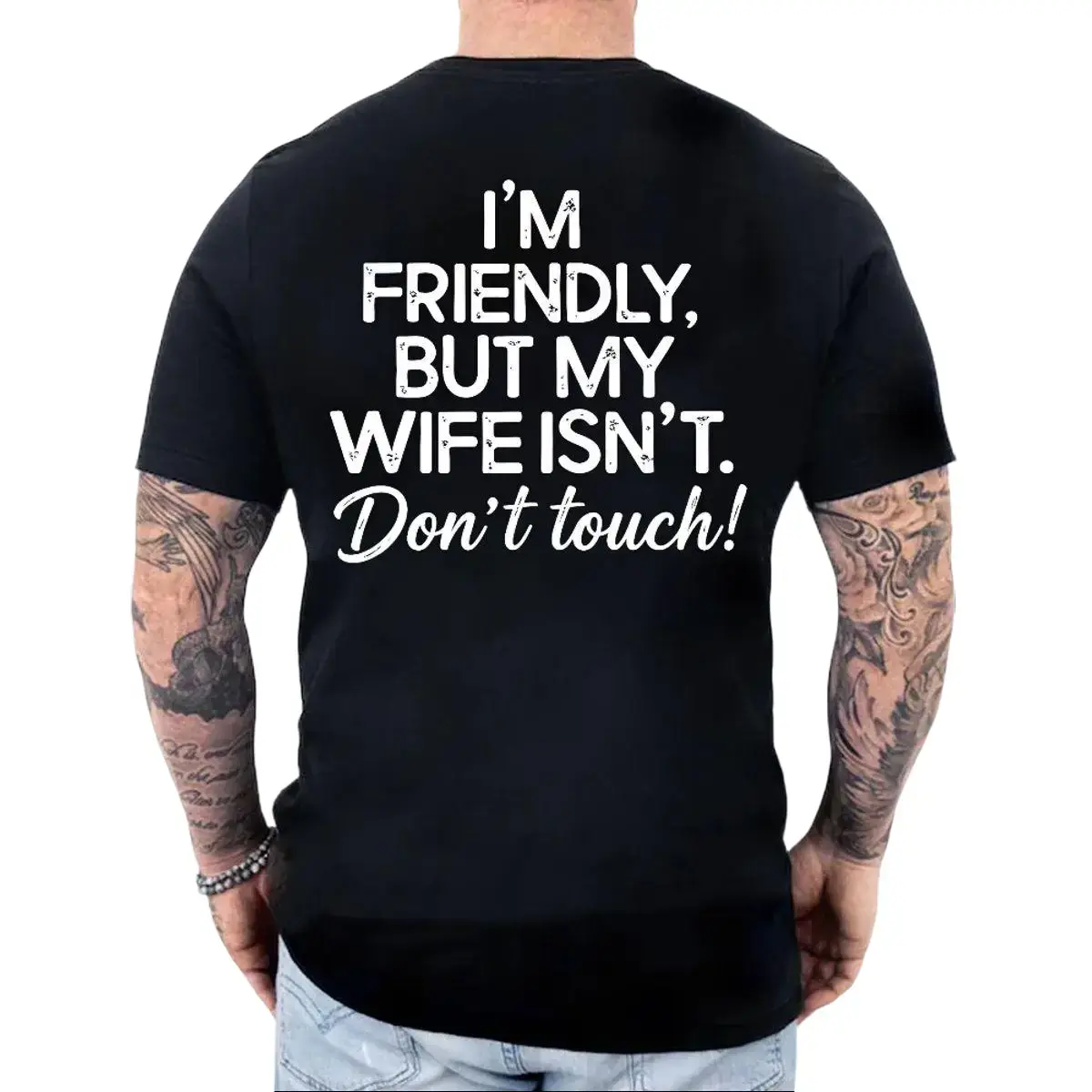 I’m Friendly But My Wife Isn’t T-Shirt, Don’t Touch, Funny Husband Hoodie, Sarcastic Marriage Sweatshirt, Humor Quote Shirt, Protective Husband Tee, Unisex Sweater Pullover Tee