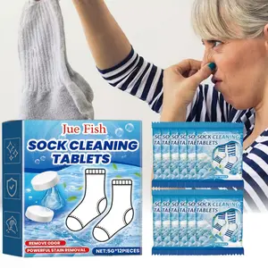 Sock Cleaning Effervescent Tablets, Gentle Cleansing for Stubborn Stains, Removes Odors, Brightens and Whitens, Suitable for Socks and Fabric Cleanliness, Detergent Tablets