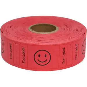 500 Raffle Tickets, Smile, Red (6 Color Selection), Single Roll, Ticket for Events, Entry, Class Reward, Raffle & Prizes