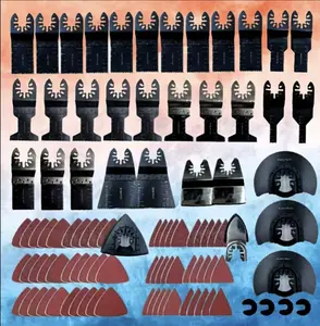98-piece oscillating saw blade set for wood and metal cutting; multi-tool dual-metal universal saw blade assortment