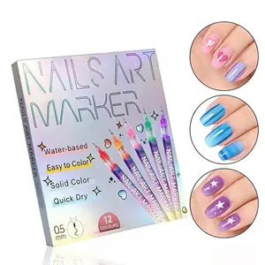 12-Color Nail Art Marker Set – Quick-Drying Acrylic Pens for DIY Manicures & Easy 3D Designs, Ideal for Beginners