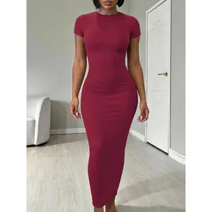 Buttery Soft Ribbed Bodycon Dress| Open Back Maxi Dress for Curvy Women