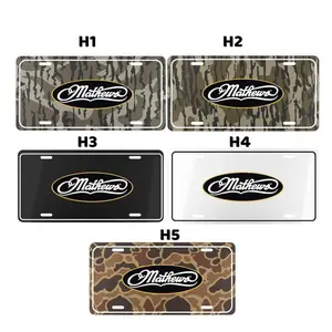 Mathews Camo License Plate, 12" x 6" Aluminum Vanity Tag for US Vehicles, best gift, Old School Bottomland Camo/ Duck Camo/ Woodland Camo Vanity Plate