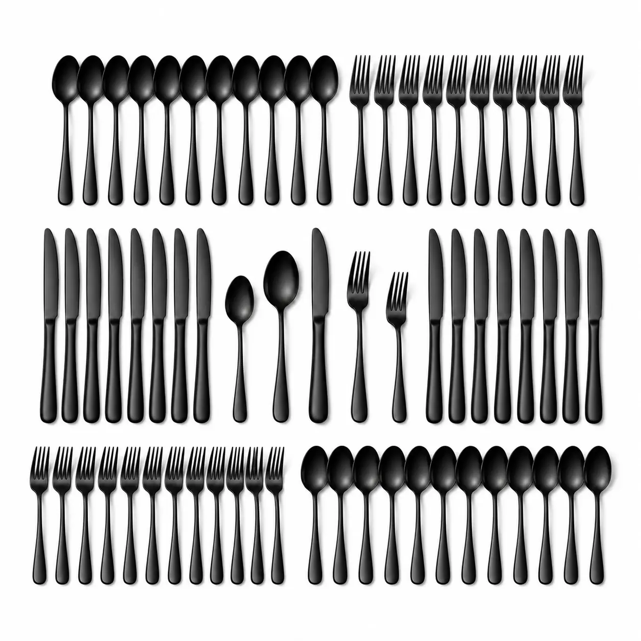 Stylish 60-Piece Matte Black Stainless Steel Cutlery Tableware Set for 12 - Steak Knives, Forks & Spoons Included, Gift Box, Dishwasher Safe, Ideal for Wedding, Home Dining