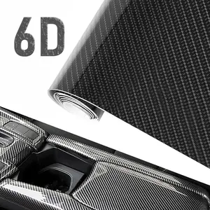 1ft x 5ft 6D Gloss Black Carbon Fiber Car Wrap Vinyl Bubble Free Air Release Adhesive,Car Wrap Film Automotive DIY Decals ( 12" x 60" )