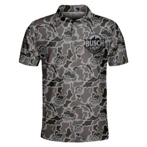 Mens Camo Polo Shirt Beer Inspired Outdoor Casual Style Shirt