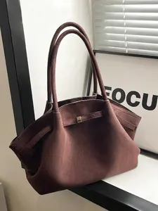 Women's Fashion Suede Tote Bag, Autumn Winter Casual Large Capacity Shoulder Bag, Hobo Bags, Hobo Shoulder Bag, Handbag Shoulder Bag, Elegant Commuter Bag, Comfortable Fabric, Perfect for Travel Shopping Commuting Office Use, Handbag Shoulder Purse