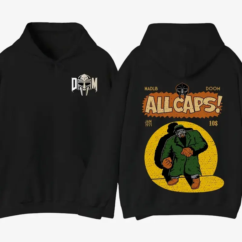 MF Doom Madlib All Cap Hoodie, Rap Music Sweatshirt, Madvillain Metal Tee, Gift For Music Lover