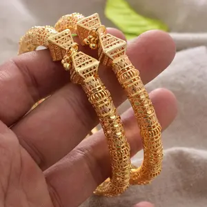 1-2pcs Luxury 24K Bangles Dubai Gold Color Bangles For Women Wife Bride Wedding Bangles Bracelets Jewelry Gift Not Can Open