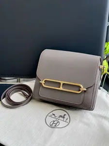 Pre-owned HERMÈS Roulis Bag, 8F Gris Etain, Gold Hardware【2604342】