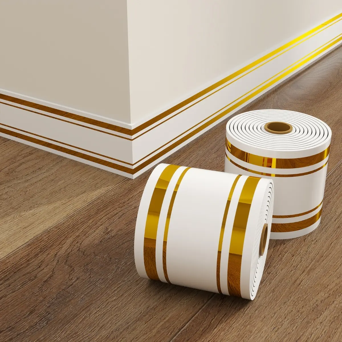 Peel and Stick Baseboard Trim Self Adhesive Waterproof Thick PVC Wall Molding Faux Tile for Home Peel and Stick Baseboard Trim Self Adhesive Waterproof Thick PVC Wall Molding Faux Tile for Home