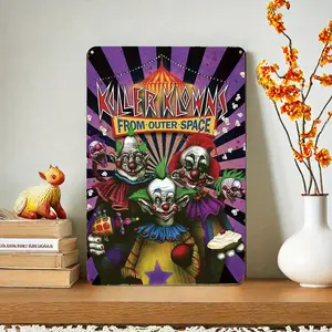 Killer Klowns From Outer Space Vintage Metal Sign - 8X12" Classic Horror Movie Poster, Durable Tin Wall Art For Home & Bar Decor, Easy To Hang