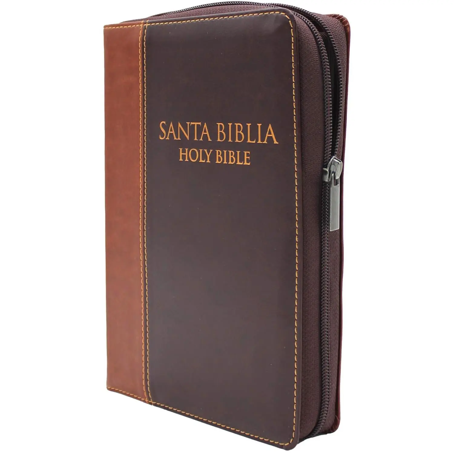 Biblia Bilingue Reina-Valera 1960/ King James Version tamano Personal con Cierre, indice, imitacion piel color Caoba con Cafe Biblia "Coleccion Celestial" (Unqualified Edition)