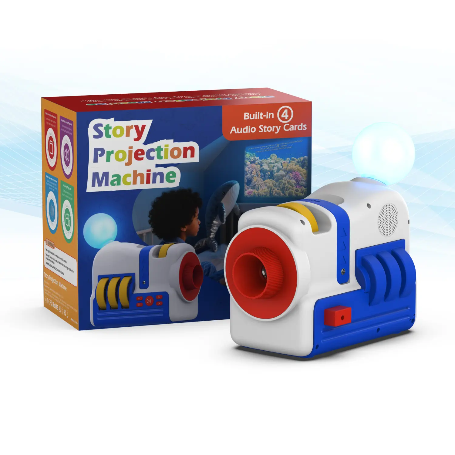Unisex Kids' Story Projector - Educational Visual Learning Tool with White Noise for Calm Sleep, Night Light, Kid-Easy Controls, Rotating Story Art, Rotate-Image Magic, Bedtime Toy for Ages 3+, Perfect Gift