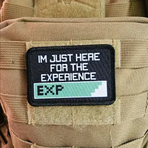 I'm just here for the experience gaming meme 2"x3" removable morale patch with hook and loop backing
