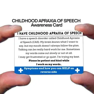Childhood Apraxia of Speech Medical Card for Laynard Wallet Waterproof Metal Core Awareness Card