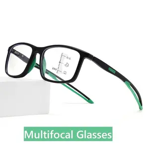 Fashion Progressive Multifocal Glasses Square Frame Anti-blue Reading Glasses Men Women Vintage Near Far Presbyopia Eyewear