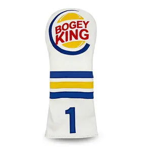 Golf club headcover with embroidered letters, neatly stitched for a textured feel, protects the club head from bumps, fits most club models, easy to maintain, practical sports accessory
