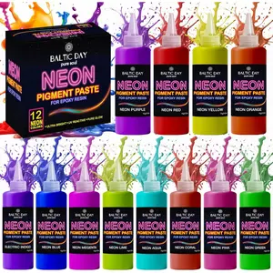 Neon Pigment Paste for Epoxy Resin – 12 Ultra-Bright Colors (15g) | Mica Powder Paste Dye – High-Gloss, Easy Mix for UV Resin, Epoxy Art & Deep Pour Projects