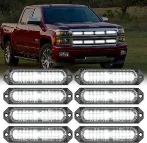 Nilight 8PCS Led Strobe Lights 12LED White  Light 12V 24V Surface Mount Flashing Warning Hazard Beacon Lights Ultra Slim Sync Feature Mini Grille for Cars Trucks Off Road Vehicles SUV  dealsforyoudays