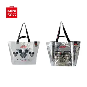 MINISO x Disney F1 Series Mickey Mouse Tote Bag, Large Capacity Eco-Friendly Shopping Handbag, Stylish Racing-Themed Unisex Shoulder Bag for Daily Use#Summervibes