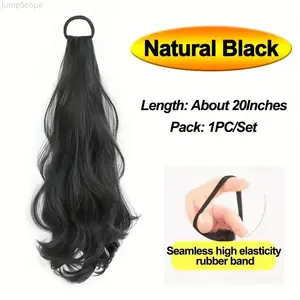 20 Inch Wavy Synthetic Ponytail, High Temperature Resistant Elastic Band Hair Extension, Natural Look Versatile Hair Piece for Daily Party Special Occasions