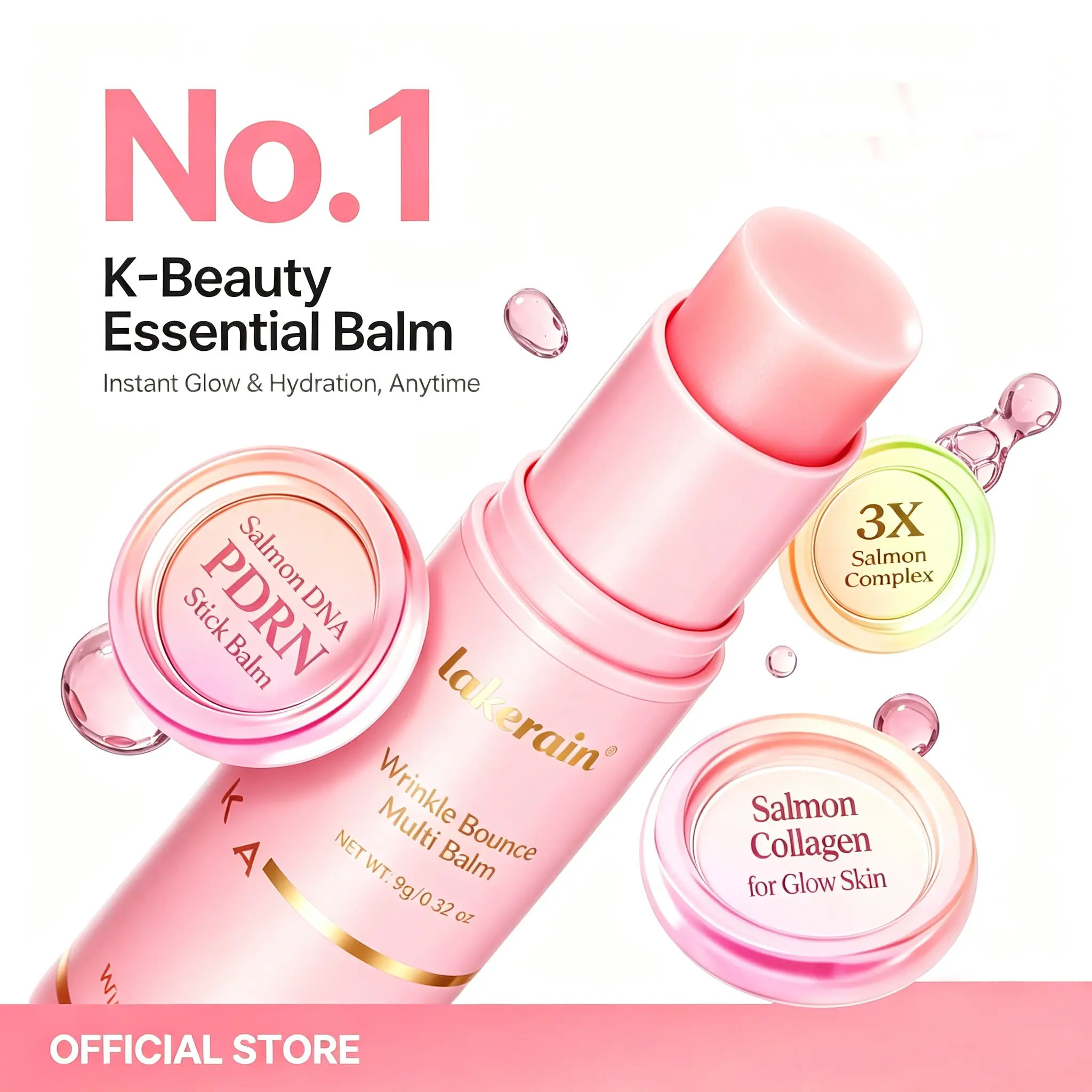 Wrinkle Bounce Multi Balm Stick - PDRN Collagen Wrinkle Stick & Hydrating Multi-Use Balm for Face Lips & Neck Anti-Aging Radiance Booster with Salmon Collagen Jeju Fermented Oil & PDRN Skin Repair Moisturizing Hydrate Nourishing