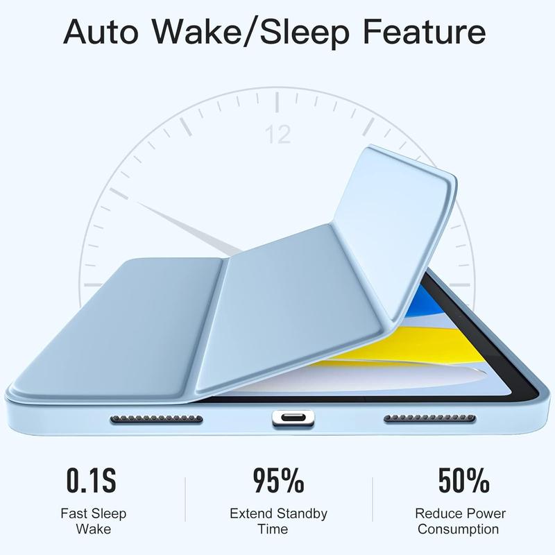 Case for iPad (A16) 11 Inch 2025/iPad 10th Generation 10.9 Inch 2022, Slim Trifold Stand Protective Cover with Pencil Holder and Soft TPU Back,Support Auto Sleep/Wake (Sky Blue)