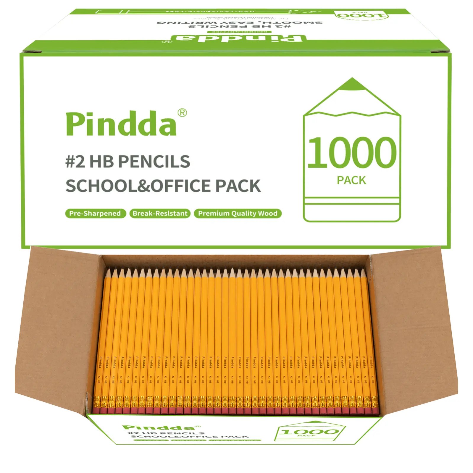 Wood-cased #2 HB Pencils, 1000 Pack Yellow Pre-sharpened Pencils With Erasers Bulk Pack Premium Graphite Pencil For Writing Drawing Sketching School Teacher Supplies Back to School Essentials