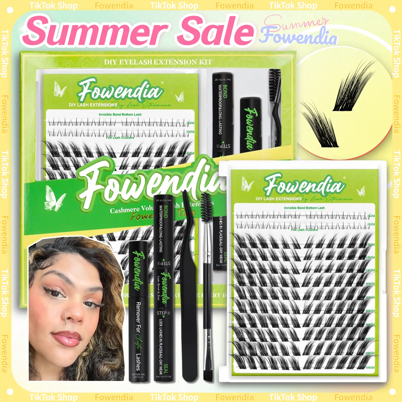 Fowendia Lashes Fox Cat Foxeyelash Eye | Waterproof Lash Clusters Kit C/D Curl DIY Extension Kit and Lash Clusters 8-18mm with Bond, Seal, Remover | Super Fine Invisible Band Lashes, Glue-Free Cat Eyelashes Lower Extensions dealsforyoudays