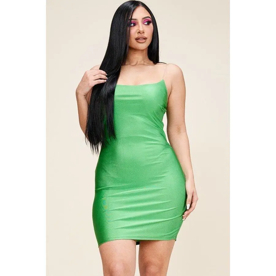 Solid Tank Dress With Clear Bra Straps