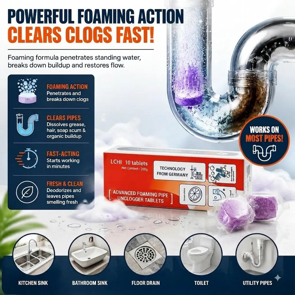 3-Day Limited Free Gifts, All-In-One Foam Drain Cleaner, Dissolve Hair, Grease And Sludge, Unclog Sinks, Bathtubs, Shower Drains, Toilets & Laundry Machine Pipes