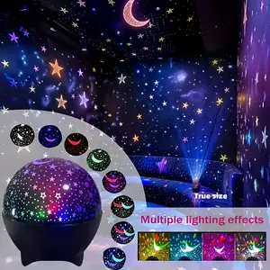 Star Moon Projection Night Light, USB Powered, Bedside Atmosphere Lamp, Sound Control Auto Flashing Room Light, Perfect for Kids Bedroom Decor, Bedroom Led Lights