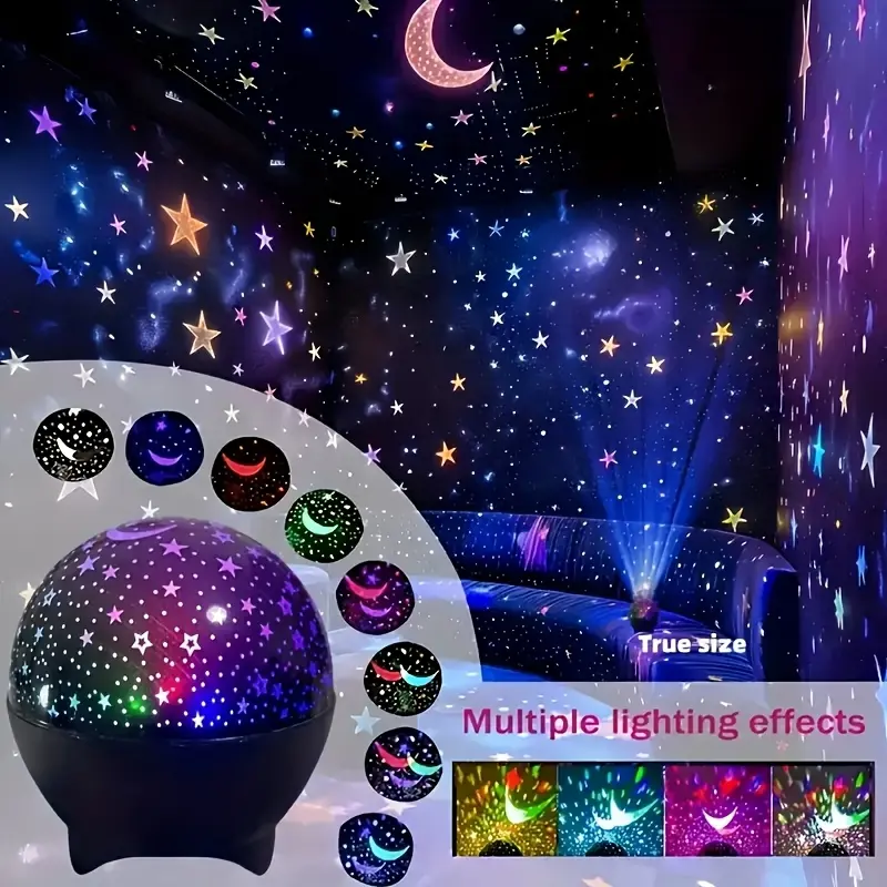 Star Moon Projection Night Light, USB Powered, Bedside Atmosphere Lamp, Sound Control Auto Flashing Room Light, Perfect for Kids Bedroom Decor, Bedroom Led Lights, Decorative Atmosphere Lamp, Ambient Led Lighting