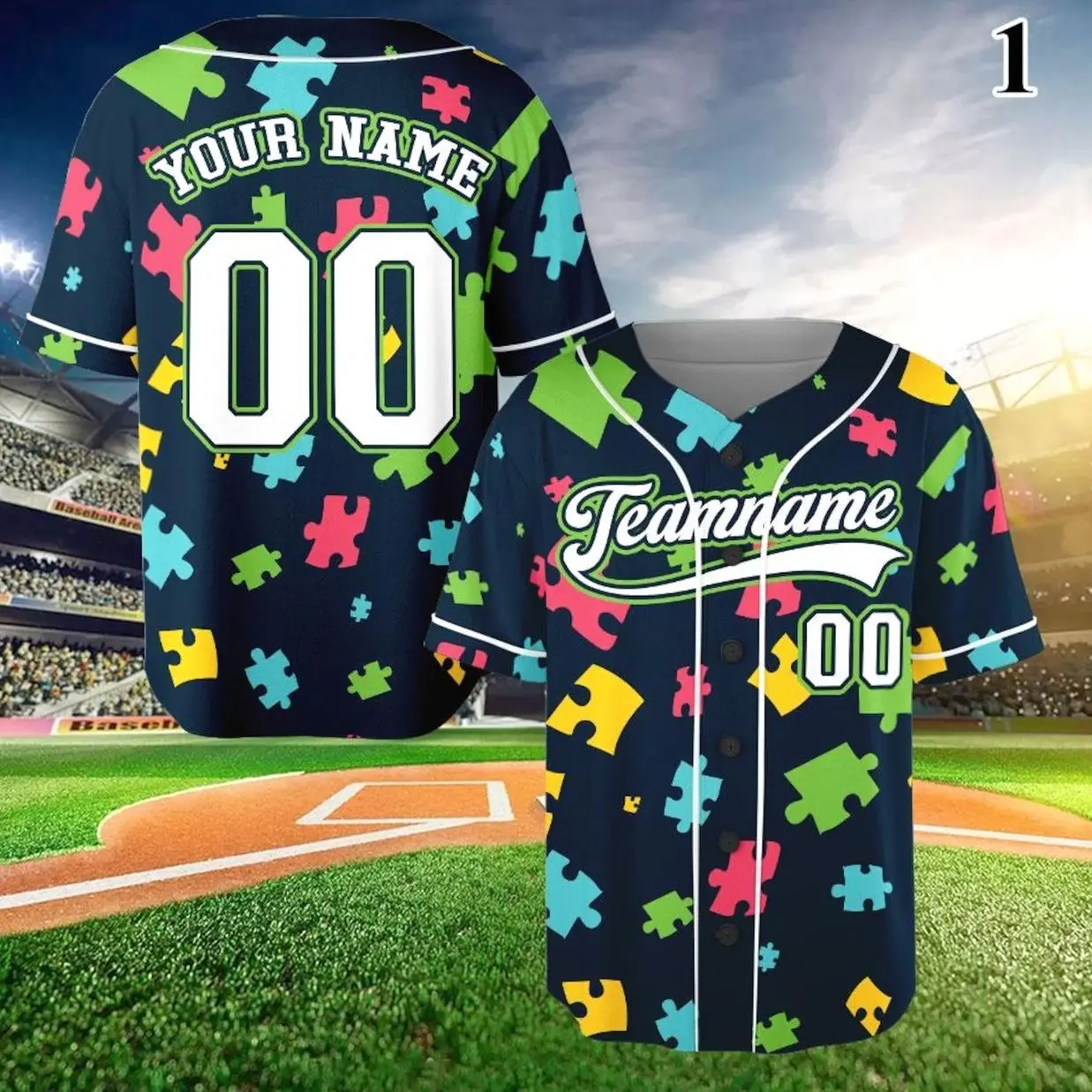 Personalized Autism Awareness Baseball Jersey, Custom Name Puzzle Autism Baseball Jersey Matching Team, Autism Warrior Jersey Support Gifts