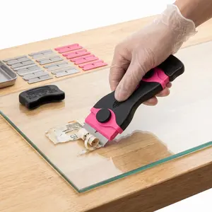 【Father's Day Gift】Pink Razor Blade Scraper Tool Set with 20 Blades, Hand Tool for Removing Window Labels, Glass & Glass Top Stove Cleaning, Ideal Gift for Women