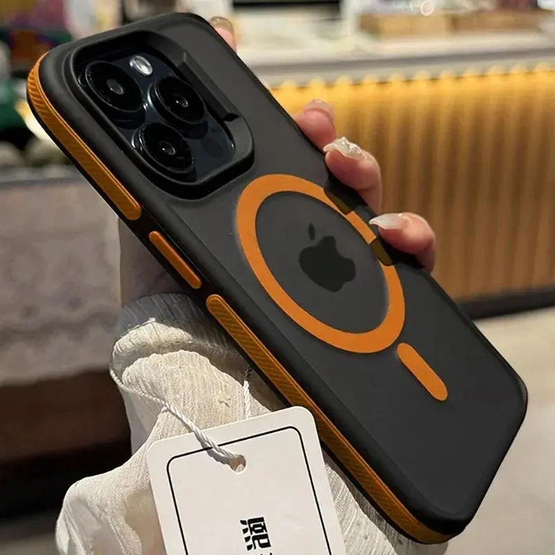 New Bicolor Matte Frosted Magnetic Phone Case - Translucent Back TPU Bumper, Shockproof Hard Cover for iPhone 16,15,14 Plus,13,12,11 Pro Max Mobile Phone Accessories, For Iphone 11