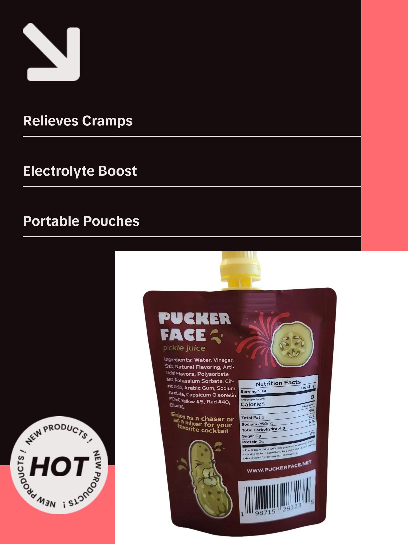 PUCKER FACE PICKLE JUICE CHAMOY FLAVOR 10 4 OUNCE POUCHES