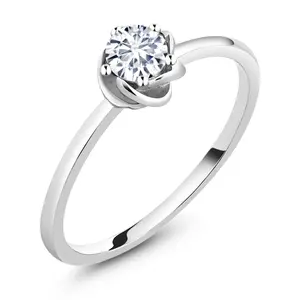 Gem Stone King 1/2 Cttw 10K White Gold Lab Grown Diamond Solitaire Engagement Ring For Women | Round 5MM | Gemstone April Birthstone, | Available In Size 5, 6, 7, 8, 9