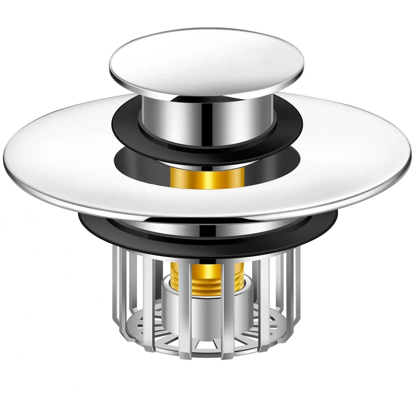Stainless Steel Bathtub Drain Stopper, 1 Count Pop-up Drain Stopper with Strainer, Bathroom Bathtub Plug, Drain Protector for 1-1/2 To 1-3/4" Bath Dra