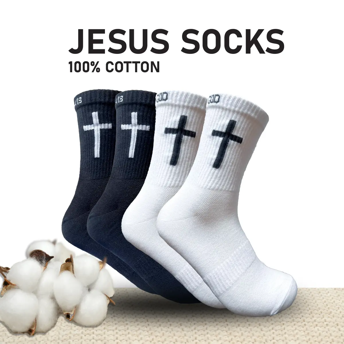 Christian Cushioned Crew Socks, Cotton Socks, Sports Socks, Jesus Socks, 4:13