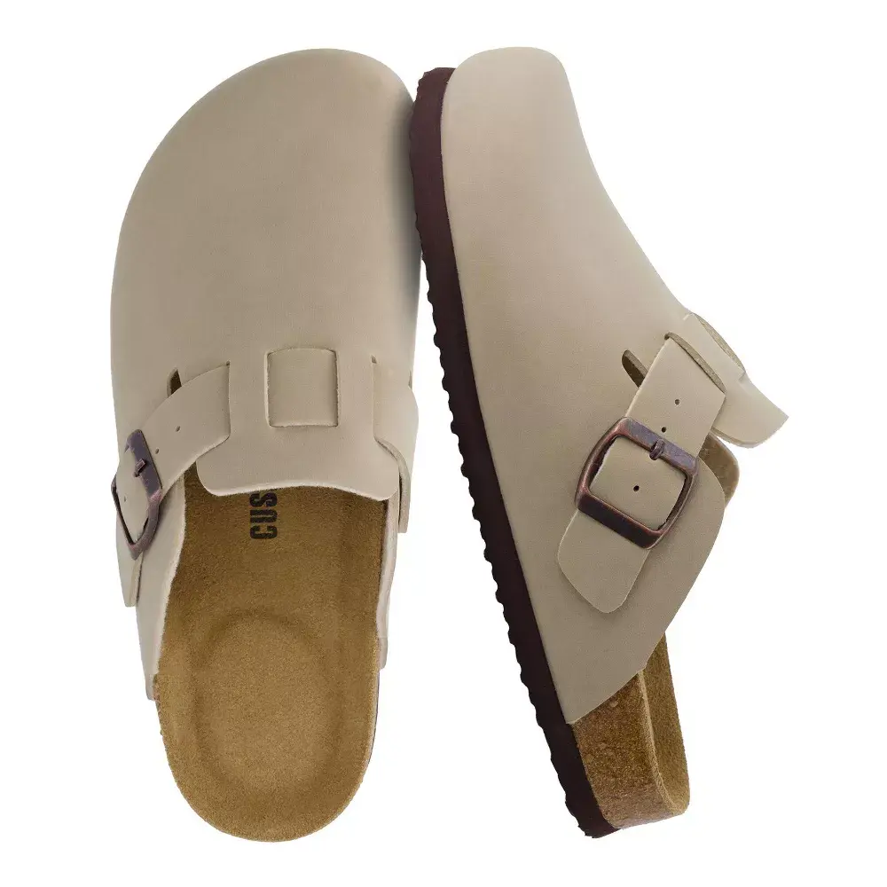 CUSHIONAIRE Hana Womens Clogs | Comfortable Vegan Suede Clogs for Women | Slip On Potato Shoes with Cork Footbed Stone
