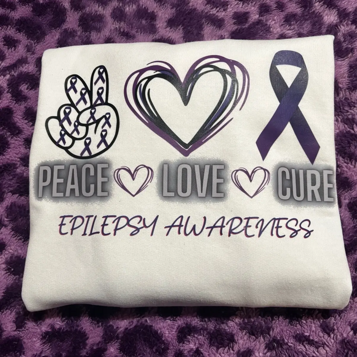 Peace ,love, cure,  epilepsy awareness crewneck pullover sweater unisex Comfort Sweatshirts