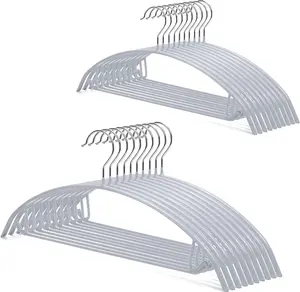 Non Slip PVC Coating Sweater Hangers,Dress Suit Coat Hangers, Bump Free Golf T Shirts Clothes Hangers (Silvery Grey Color 20 Pack)