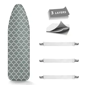 Ironing Board Cover, Extra Thick Padding Coated Scorch and Stain Resistant 15 X 54 Inch Replacement Iron Board Cover with Elastic Edge Silicone Cloth